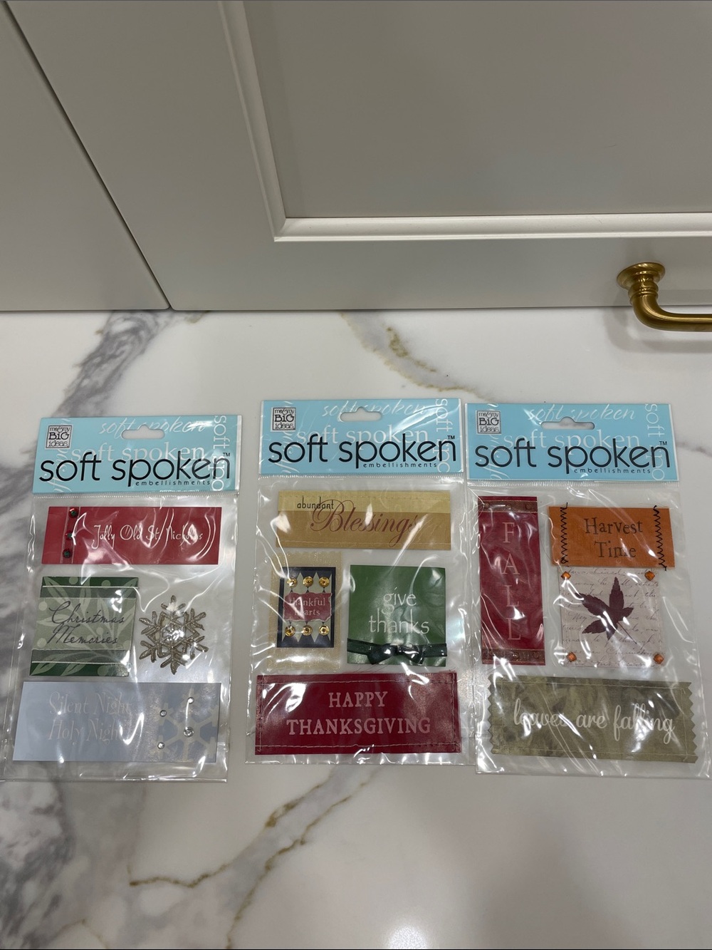 Soft Spoken Embellishments - Holiday & Thanksgiving Sentiments (3 Packs)